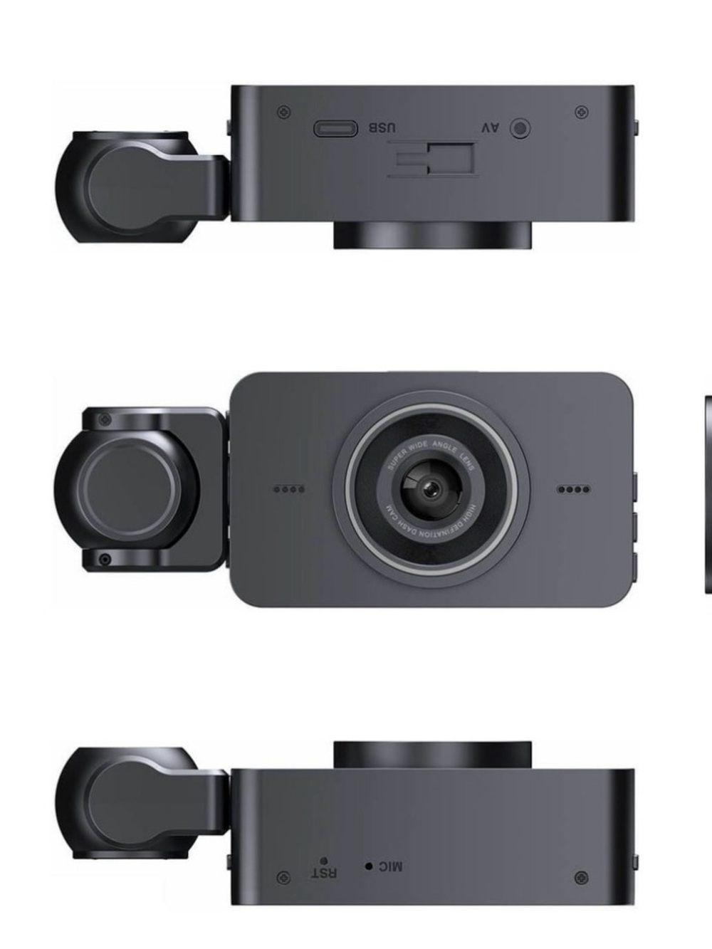 Dual-Lens On-Dash Camera in Black — Front + Cabin Recording